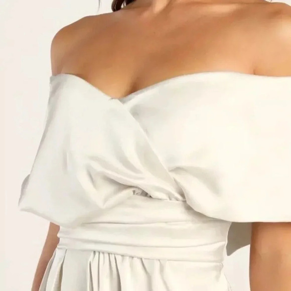 LULUS Always Celebrating Ivory Satin
Off the Shoulder Mini Dress Size S prom - Picture 3 of 8